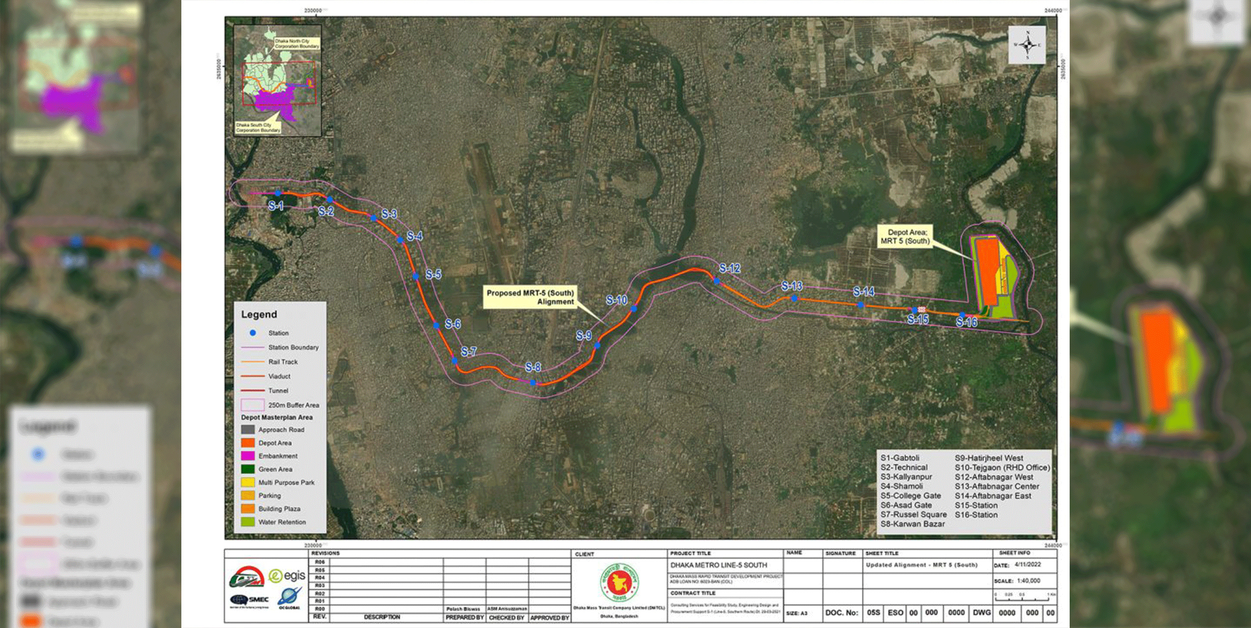 Dhaka Metro Alignment Map MRT 5 South