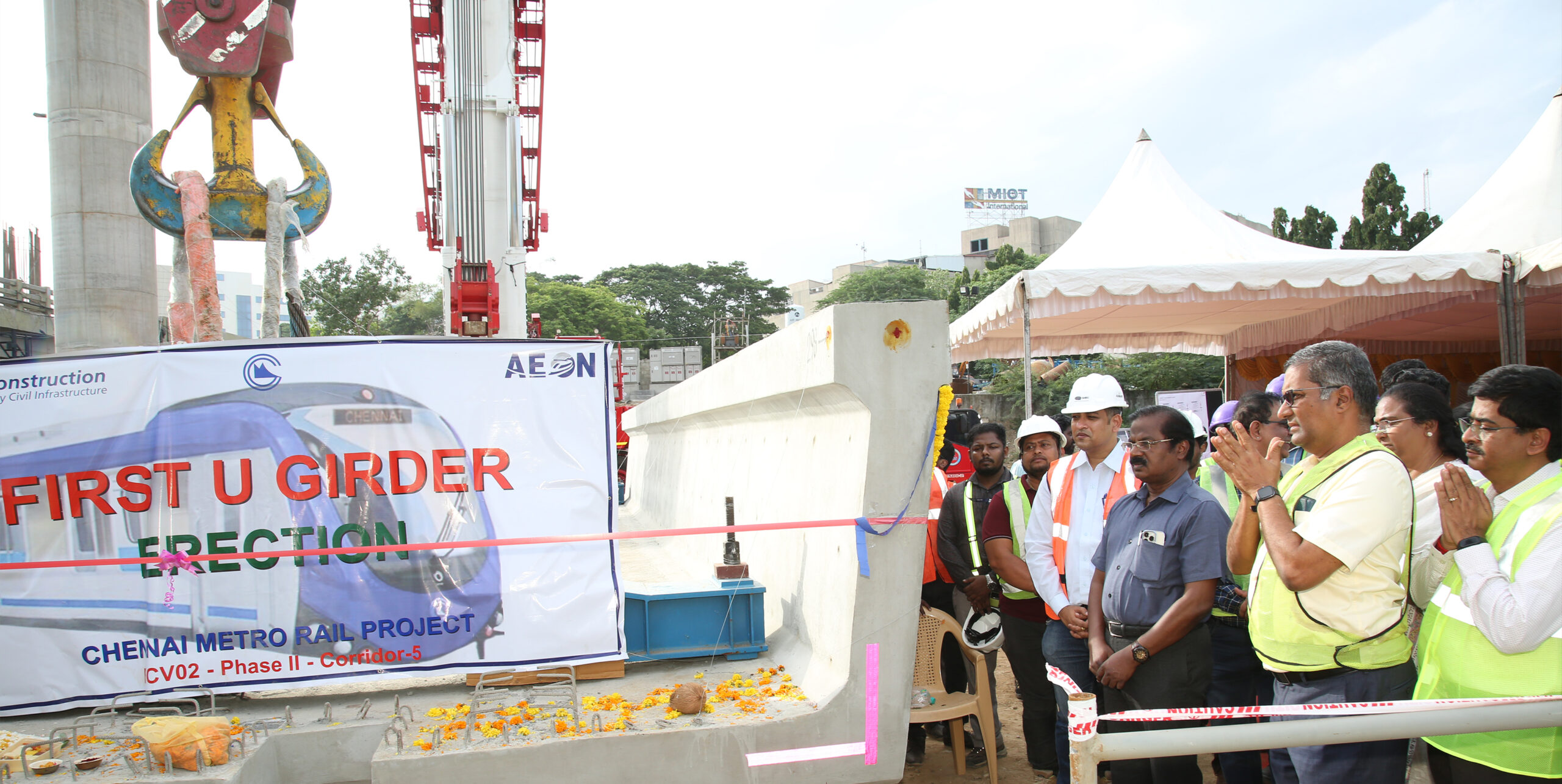 Chennai Metro phase 2, corridor 5: first U Girders erected
