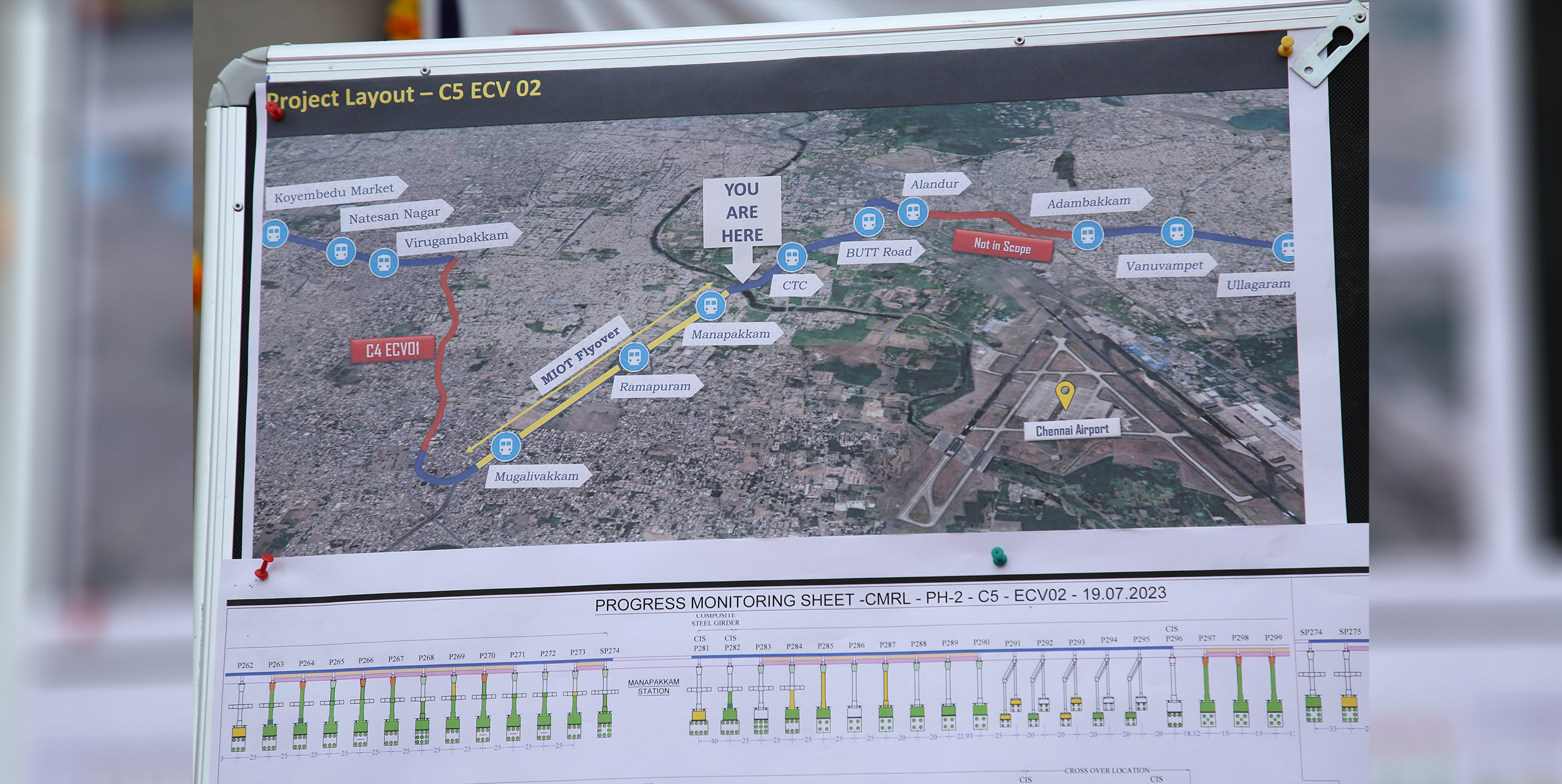 Chennai Metro phase 2, corridor 5: first U Girders erected